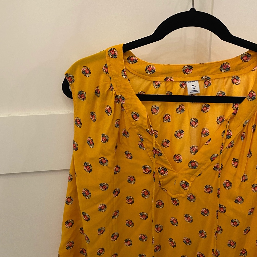 Yellow floral boho blouse